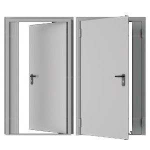 Дверь DoorHan/1250/2050/Техническая/двухств./глухая/глад./глад./RAL7035/лев./угл. рама, DTG/1250/2050/7035/L/N