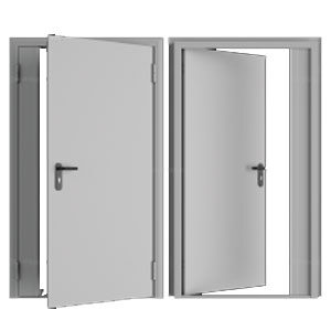 Дверь DoorHan/1450/2050/Противопож.EI60/двухств./глухая/глад./глад./RAL7035/прав./угл. рама, DPG60/1450/2050/7035/R/N