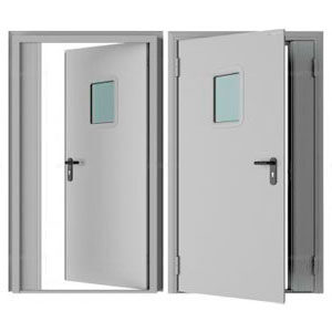 Дверь DoorHan/1150/2050/Противопож.EI60/двухств./остеклен./глад./глад./RAL7035/лев./угл. рама, DPO601/1150/2050/7035/L/N
